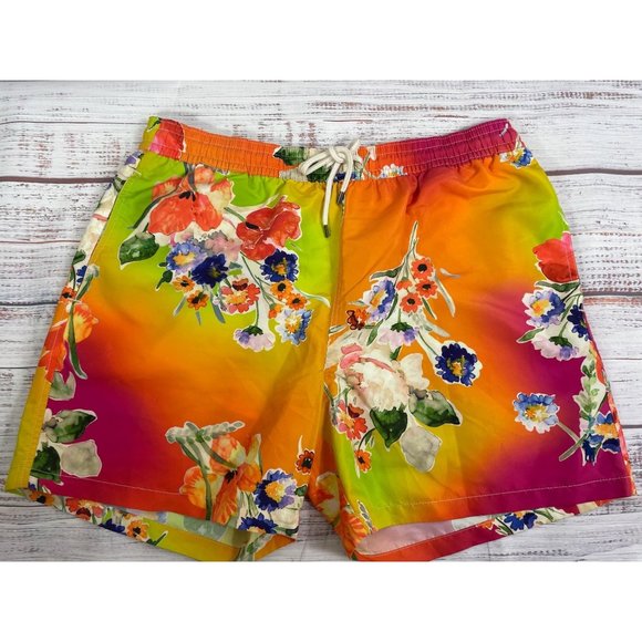 Mens‎ POLO RALPH LAUREN Orange Floral Bright Swim Trunks sz XL  Excellent Cond! - Picture 1 of 6